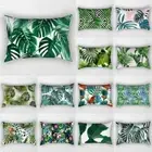 Tropical Leaves Polyester Pillowcase Palm Plant Flower Cushion Cover Ins Green