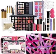 Full Professional Makeup Kit,Makeup Kit for Women with Cosmetic Bag | Includes Concealer Palette, Eyebrow Cream, Mascara, Powder Puff