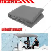 4 Bow 91''-103''W Boat Bimini Top 600D Polyester Canopy Gray Cover without frame
