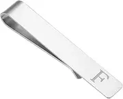 [uxcell] Initial Tie Clip for Men, Stainless Steel Letter F Alphabet Necktie Bar Pinch Clips 26 Letters A-Z with Gift Box for Regular Ties Wedding Father's Day, Silver Tone