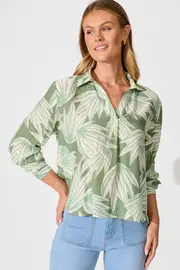 Austin Shirt Full Length Sleeve in Green Multi Print 8