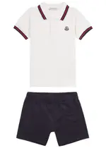 Moncler Kids Piqué Cotton Polo Shirt and Shorts set (12 months-3 Years) - White - 3A (3 Years) 3A (3 years)