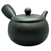 Teapot Kyusu Tokoname - AKIRA - Black - 650 ml/cc - Stainless Mesh Almond Shaped