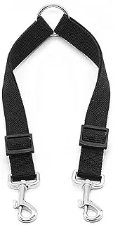 LEEQ Double Lead for 2 Dogs - Adjustable, Tangle Free, Black, Small