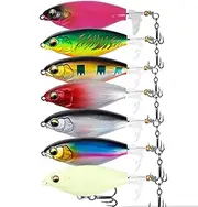 Balifly Topwater Popper Fishing Lure with Propeller Rotating Tail Topwater Bass Lures for Freshwater Saltwater Bionic Swimming Lures for Bass Trout Pike Catfish 7pcs FS/YE-04