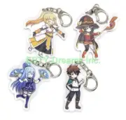 Set of 4 KonoSuba Gods Blessing Acrylic Keychain Megumin Aqua Darkness Kazuma v2