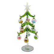 Mini Glass Christmas Tree & Decorative Balls with Silver Star- 15cm