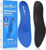 ERGOfoot Metatarsalgia Insoles, Plantar Fasciitis Insoles with Arch Support, Heavy Duty Support Inserts, Wide Feet, Flat Feet, High Arch, Ball of Foot (S)