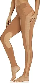 [ChinFun] Women's Riding Tights High Rise Pull-On Knee Patch Grip Ventilated Active Equestrian Pants Schooling Riding Breeches