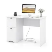 Costway Modern Study Writing Workstation Laptop Table Desk Computer Desk w/Drawers White
