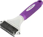 Poodle Pet Dematting Comb for Dogs - Handheld Undercoat Dematter Rake Grooming Tool for Long or Short Hair