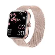 F57L Blood Glucose Sugar Smart Watch Body Temperature Waterproof HRV ECG Monitor Milan Rose Steel