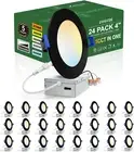 24 Pack 4 Inch Black 5CCT Selectable Ultra-Thin LED Recessed Ceiling Light with