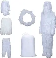 [koolsoo] Ghillie Suit with Storage Bag Disguise Snow Ghillie Clothes Uniform Set Pants Hat for Game Outdoor Photography Turkey Hunting