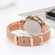 Women Fashion Quartz Wrist Watch Stainless Steel Strap Buckle and Watchcase Watch black