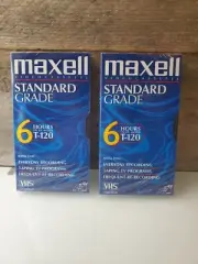 2 Maxell VHS T-120 6 Hour Standard Grade VCR Blank Video Cassette Tapes sealed