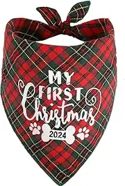My First Christmas Dog Bandana for Puppy Small Medium Large Dogs Cat Pet