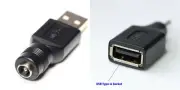 2x Adapter Power Connector USB A Female 5.5 x2.1 Female DC Plug 2.5 x 0.7 Male