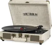 Compact 3-Speed Bluetooth Record Player - Vintage Suitcase Style with Rich Audio