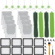 26 Pack Compatible with iRobot Roomba E/i/j Series Replacement Parts, E5 E6 E7 i2 i3 i3+i4 i4+ i6 i6+ i7 i7+ i8 i8+/Plus, 2 sets of multi-surface rubber roller brush 8 filters 8 side brushes 8 bags
