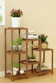 Indoor Outdoor Garden Plant Stand Planter Flower Pot Shelf Wooden Shelving