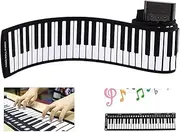 Roll UP Piano, 88 Keys Portable Silicone Foldable MIDI Digital Piano Keyboard, Rechargeable Li-ion Battery Support with Built-in Speaker/Headphone Output