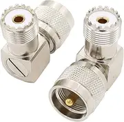 PL259 Male to PL259 Female Right Angle 90 Degree Adapter 2-Pack UHF Male Female Connector
