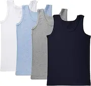 [Brix] Boys Undershirt Tank Top - Tagless 100% Cotton Super Soft 4 Pack Novelty.