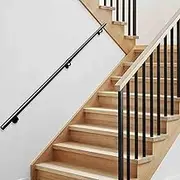 Wall Mounted Handrails Railings - Black Handrail for Stairs - Complete Kit, for Indoors Outdoors Corridor Attic Loft Deck Steps Staircase Banister Hand Rail(3ft/90cm)