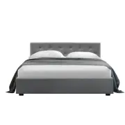 Gas Lift Bed Frame Storage Base Double Full Size Tufted Headboard Fabric Sturdy