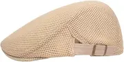 [Healeved] All Match Adjustable Mesh Beret Hat for Adults Stylish Sun Protection Beige for Wear Outfit Fits Range