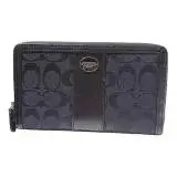 在飛比找遠傳friDay購物優惠-COACH 黑色織布材質拉鍊長夾(大)-附禮盒