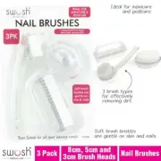 3pk Manicure Pedicure Finger Toe SWOSH Nail Brushes Nail Care