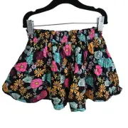 Jumping Beans Girls Sz 6 Pull On Bubble Skirt Black Multicolor Floral Summer NWT