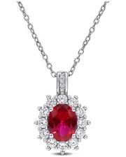 Rina Limor Silver 4.05 ct. tw. Diamond & Lab-Grown Ruby & Sapphire & Diamond Pendant