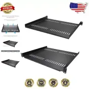 1U Vented Steel Rack Shelf Set - 15.7" Depth with 44lb Capacity for Server Racks