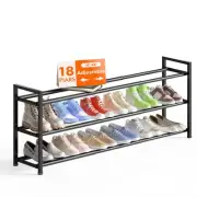 3-Tier Long Expandable Shoe Rack for Closet 18"-44" Adjustable Shoe Rack for ...