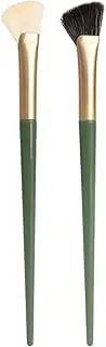 TEONEI Half Fan-shape Nose Shadow Brush,Angled Contour Makeup Brush,Professional Highlighter Blush Make Up Tools,2PCS