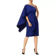Aidan Mattox Women's Blue One Shoulder Cocktail and Party Dress Size 6 B4HP