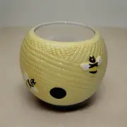 YELLOW BEE HIVE PLANTER ~HOLDER~ WITH BUMBLE BEES~3D ~3.5 Inches ~NWOT
