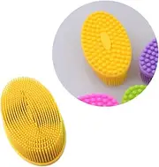 Silicone Body Hair Shampoo Brush Yellow Shower Scrubber & Massage Bath Brush for Gentle Scalp Cleaning Washing Bathing Accessory
