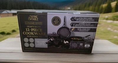 Thyme & Table 12-Piece Non-Stick Cookware Set, Pots and Pans Set - Black,Supreme