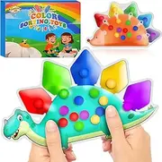 2Pcs Color Sorting Sensory Toy,Fine Motor Skill Games Learning Toys for Toddlers, Hedgehog Dinosaur Color Matching Preschool Activities Educational Calm Down Fidget Squishy Sensory Toys for Kids Gifts