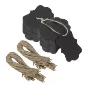 500Pcs Black Price Tags with Twine String, 2.76 x 1.97 Inch Scalloped Gift Tags