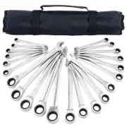 Ratchet Wrenches Set, 22-Piece Combination Wrench Set, Metric & SAE, Anti-Sli...