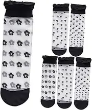 [Abaodam] 3 Pairs Women Girls Lace Socks Sheer Mesh Ankle Socks for Summer Occasion