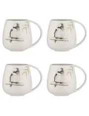 4x Ashdene Bush Buddies Kookaburra Snuggle 500ml/13cm Mug New Bone China White