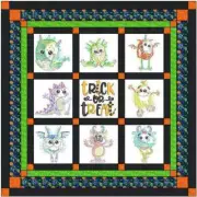 Quilt Kit Halloween Monster Mash with 9 Finished Embroidery Blocks