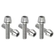 6Pcs M5x20mm Titanium Bike Stem Bolt Hex Tapered Head Bolt with Washer Silver