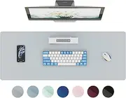 DAWNTREES Leather Desk Pad Protector,Mouse Pad,Office Desk Mat, Non-Slip PU Leather Desk Blotter,Laptop Desk Pad,Waterproof Desk Writing Pad for Office and Home (Light Grey, 90x40cm)